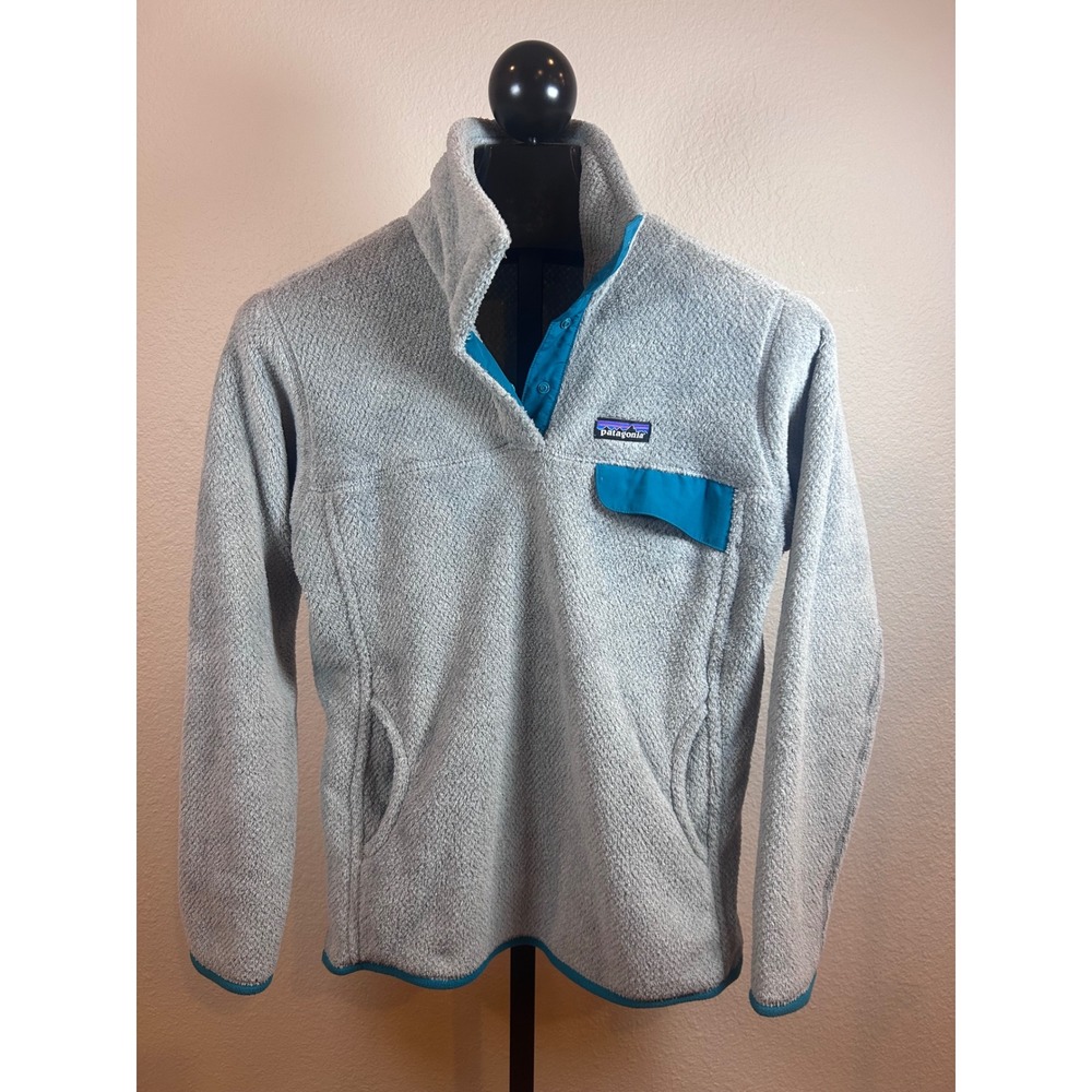 Patagonia Womens Re-Tool Snap-T Fleece Pullover Gray Teal Large 25442